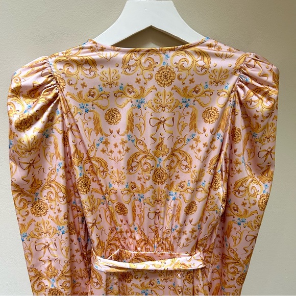 NICoBLU~new ~Cressida Short Wrap Dress ~Blush Pink French Regency Ribbons size 6 - Picture 12 of 16